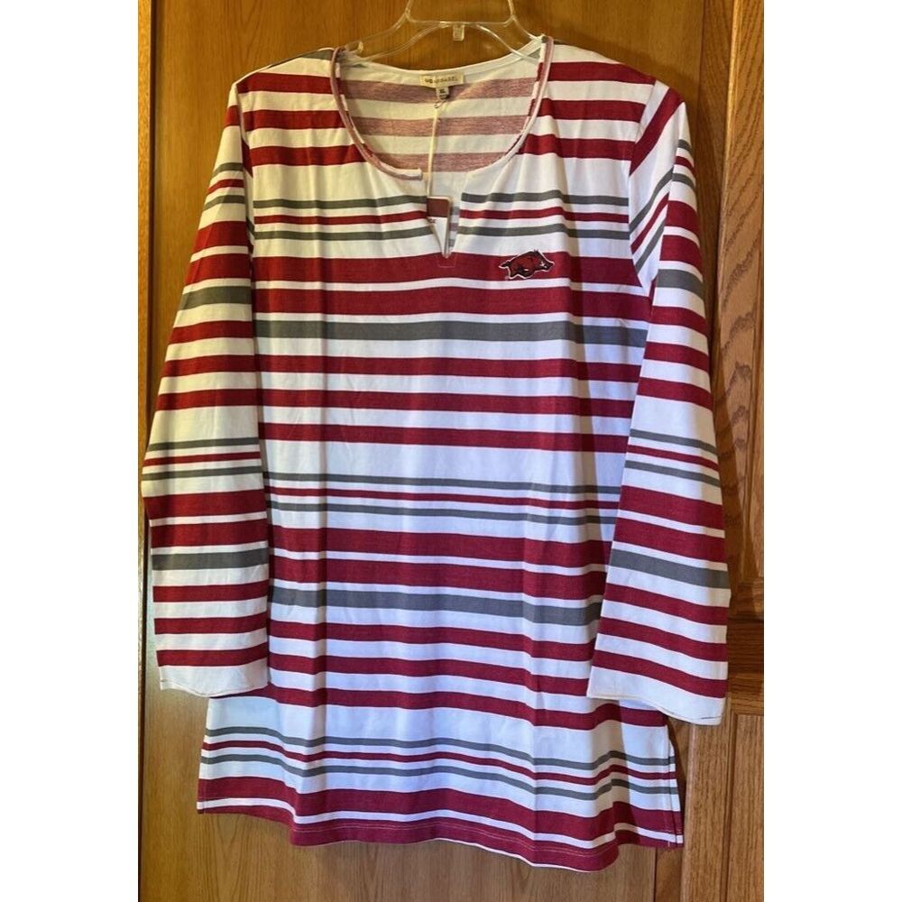 Arkansas Razorbacks UG Apparel T-Shirt Women XL Red White Logo Long Sleeve New